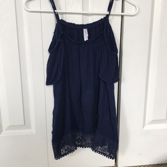Xhilaration Tops - Cold shoulder navy blue top